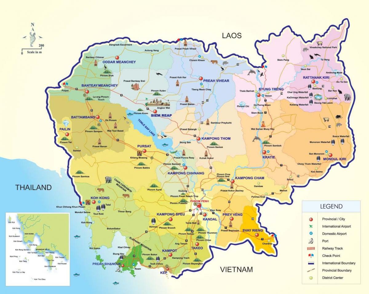 Mapa Kambodže letiská