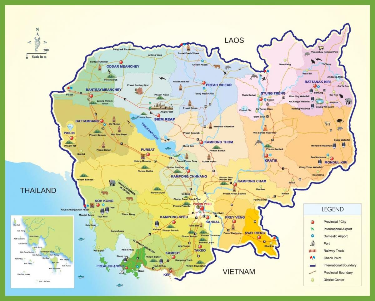Kambodža cestovanie mapu