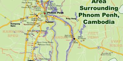 Mapa kambodžskom phnom penh v Kambodži